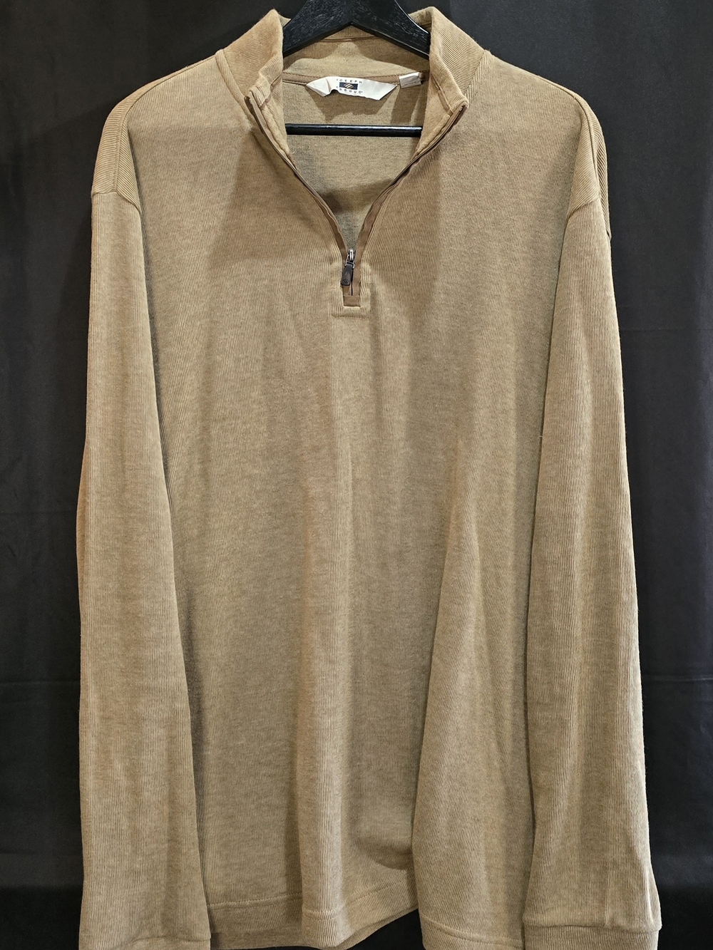 Joseph Abboud Men's Camel Tan Ribbed Quarter Zip Pullover